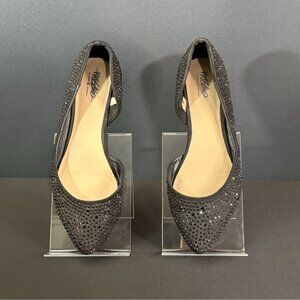 MOSSIMO WOMENS BLACK RHINESTONE STUDDED d'ORSAY SPARKLING BALLET POINTED FLATS